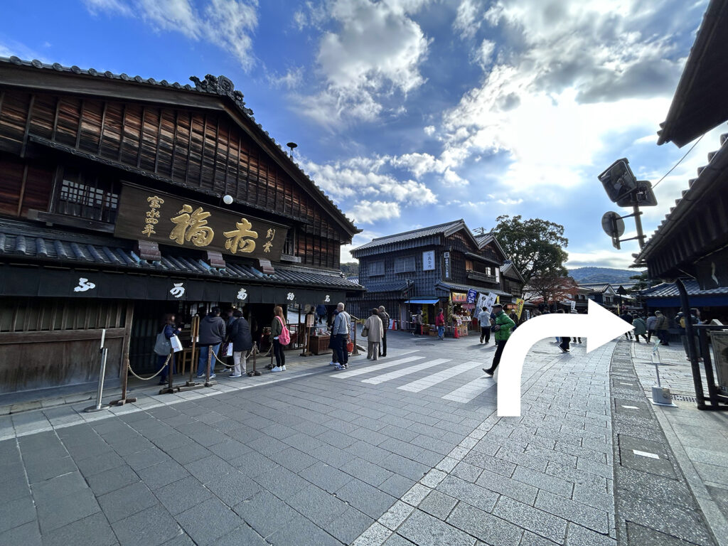 おかげ横丁なかむら珈琲への行き方　赤福本店前